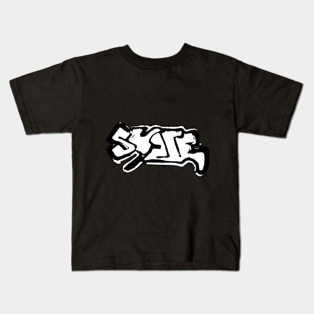 Skateart-black and white Kids T-Shirt by Reverse Robert